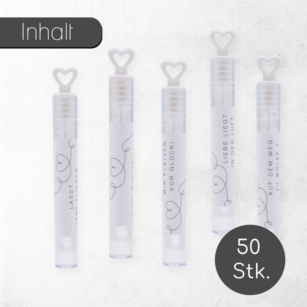 50 Stück Hochzeitsaufkleber 'L'amore è Nell'aria' – Für Seifenblasen, Gastgeschenke, Deko