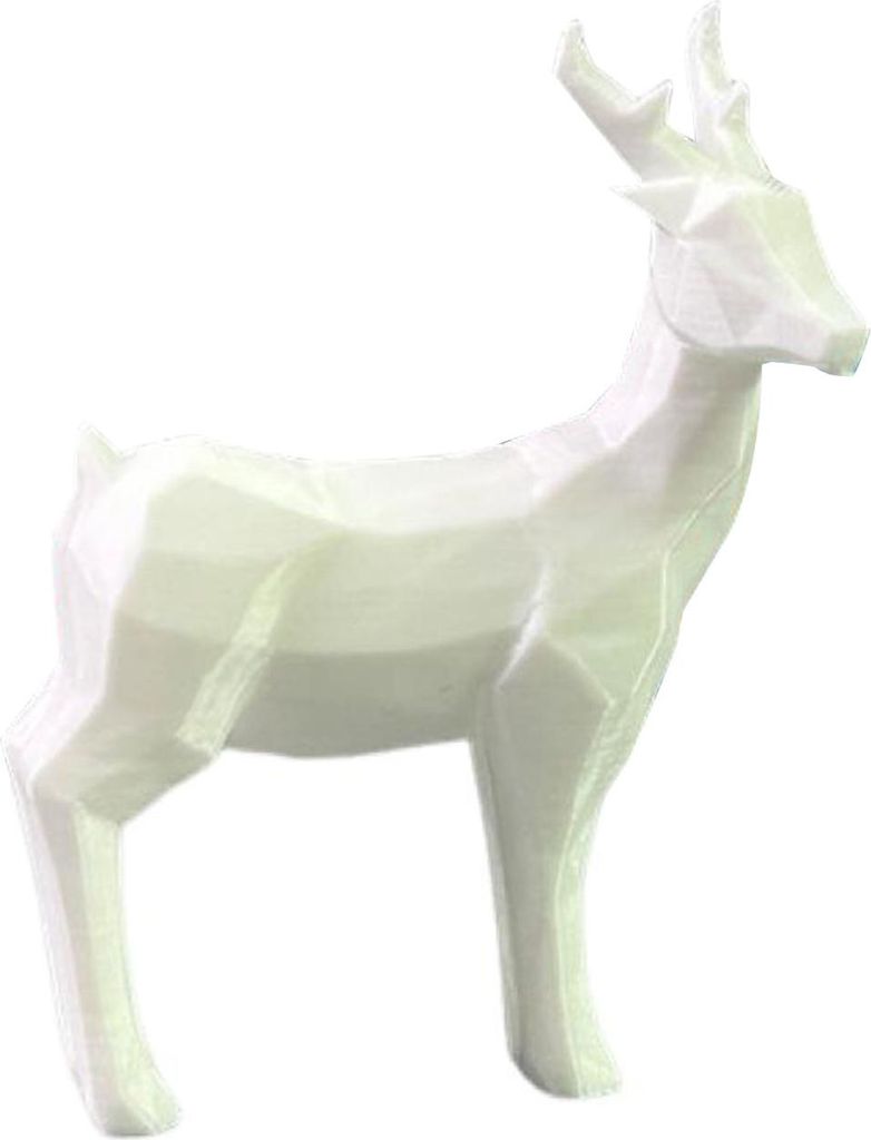 Weihnachts-Rentierfigur, 3D-gedruckte stehende Hirschstatue, kleine weiß/goldene Elchskulptur für Kamin, Eingangsbereich, Regale, Tischplatte, Ho...