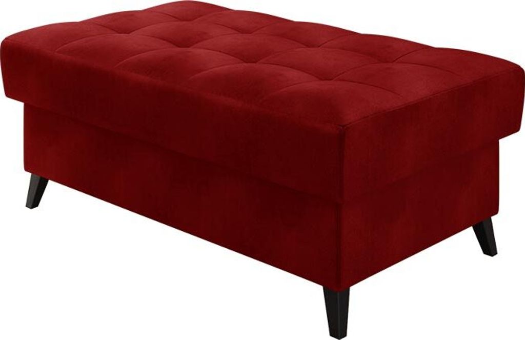 MIRJAN24 Polsterhocker Nord, Holzfüße in der Farbe Schwarz, Wellenfeder, Gepolsterter Hocker (Farbe: Venus Velvet 2926)