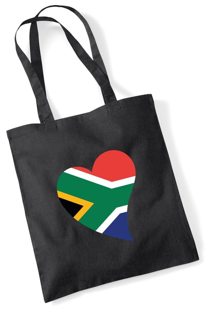 Huuraa Jutebeutel Südafrika Flagge Herz 10 Liter Black Baumwolle Tasche Geschenkidee