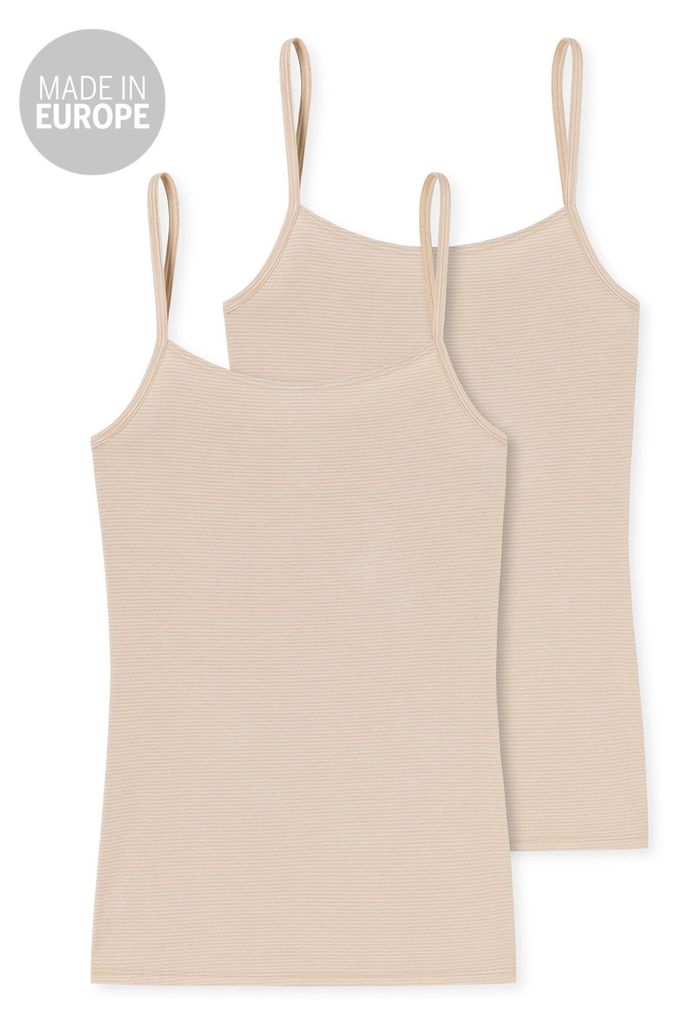 SCHIESSER Modal Essentials singlet (2-pack), dames spaghettitops zandkleurig