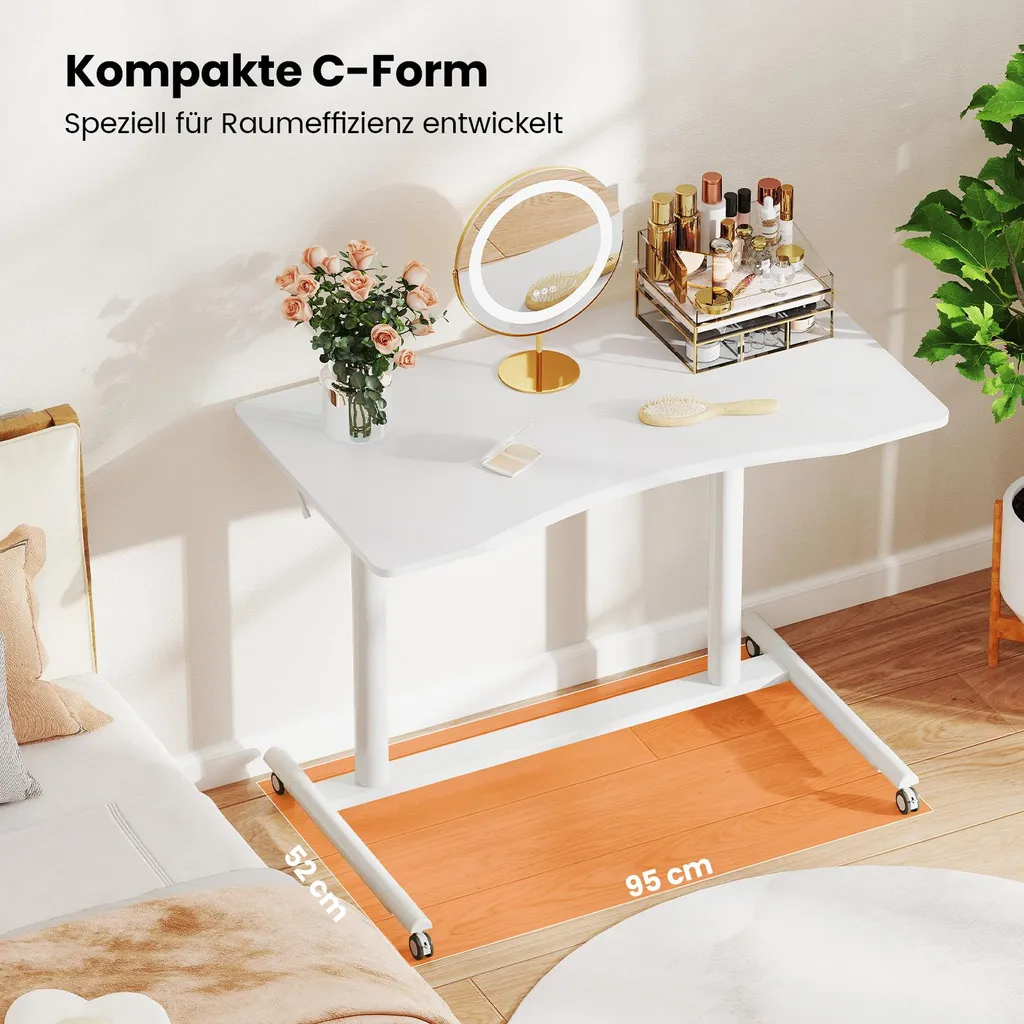 Table pour ordinateur portable design en C table d'appoint blanche - 7