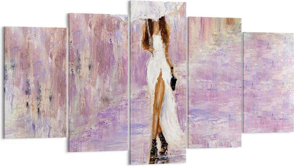 Bild auf Leinwand - Leinwandbild - Frau Regenschirm - 160x85cm - Wand Bild - Wanddeko - Wandbilder - Leinwanddruck - Bilder - Kunstdruck - Wanddeko...