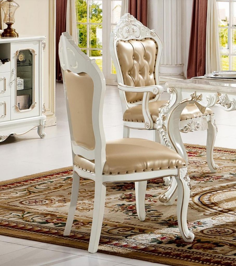 Stuhl Esszimmer Sessel Stühle Holz Beige Lehnstuhl Produktbild 