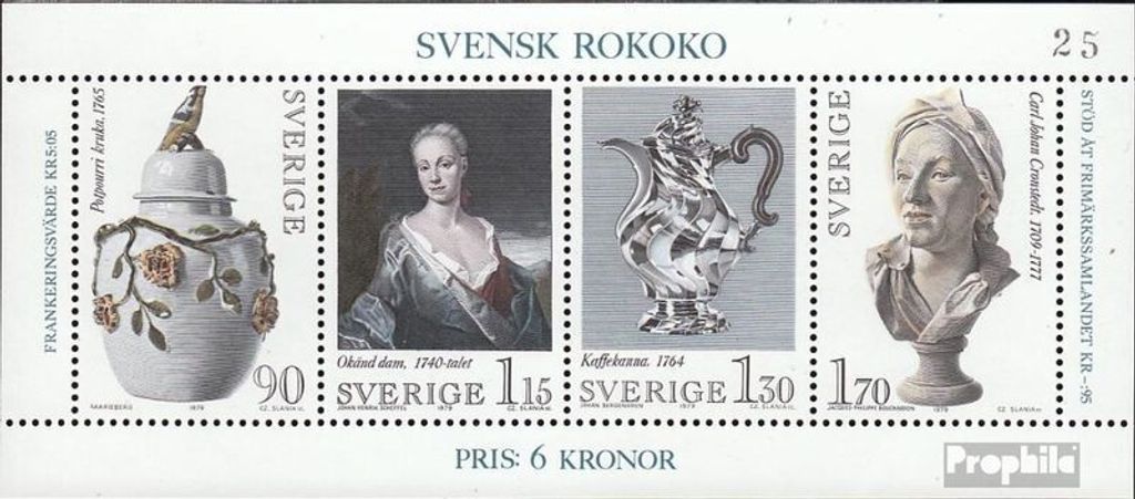 Briefmarken Schweden 1979 Mi Block7 (kompl.Ausg.) FDC Rokoko