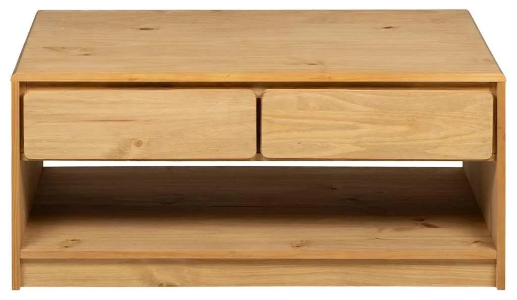 Table basse rectangulaire en bois massif SAUDA avec étagère basse - 4