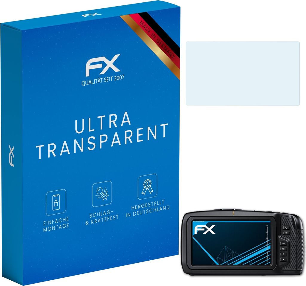 atFoliX FX-Clear 3x Schutzfolie kompatibel mit Blackmagic Design Pocket Cinema Camera 4K Displayschutzfolie