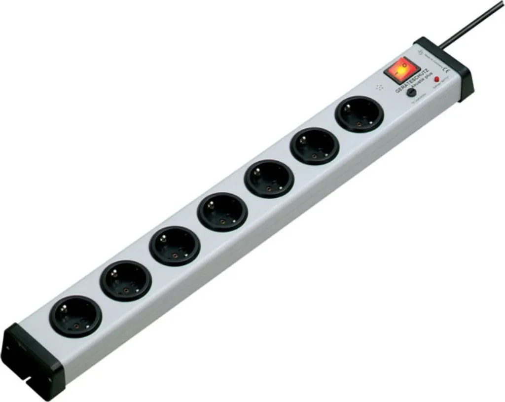 Multiprise 7 sorties pour bureau Ehmann protection surtension gris 1,5m