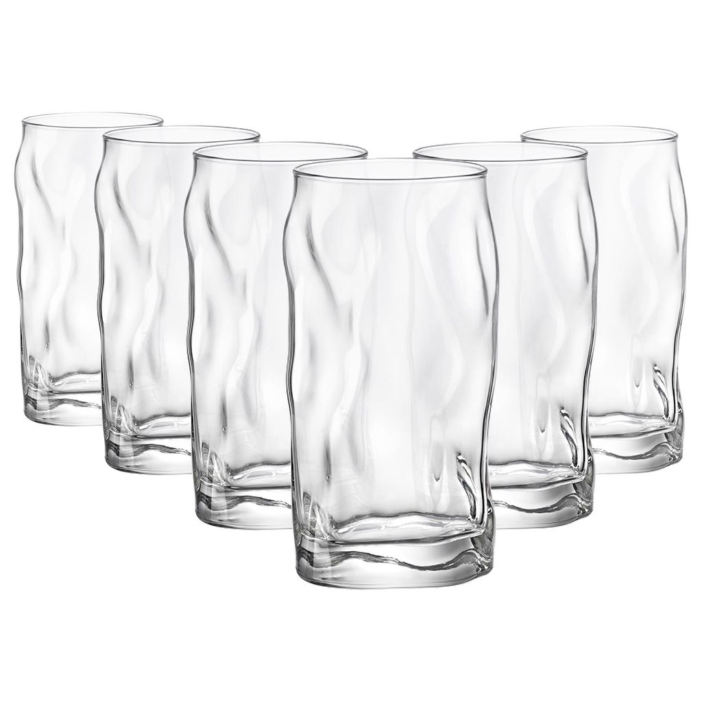 Bormioli Rocco Sorgente Highball Gläser - Moderne Zerfurchter Wasser-Saft-Cocktail Tumblers - 460ml - Packung mit 8