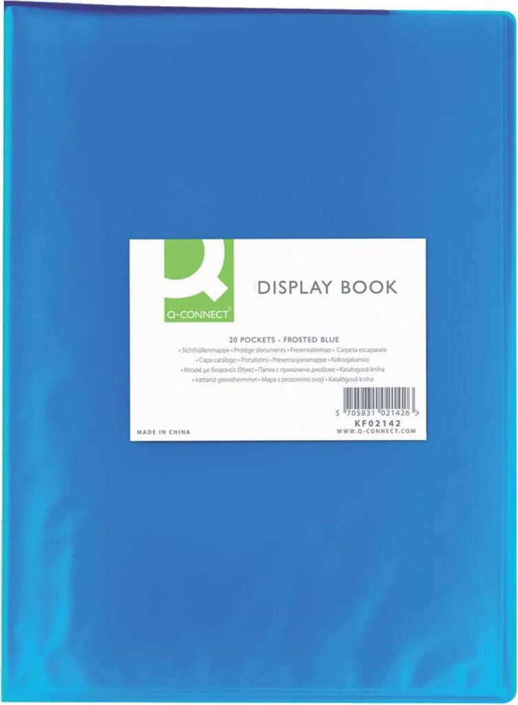 Q-Connect KF02142 Sichtbuch - 20 Hüllen, PP transluzent, 250 mym, blau