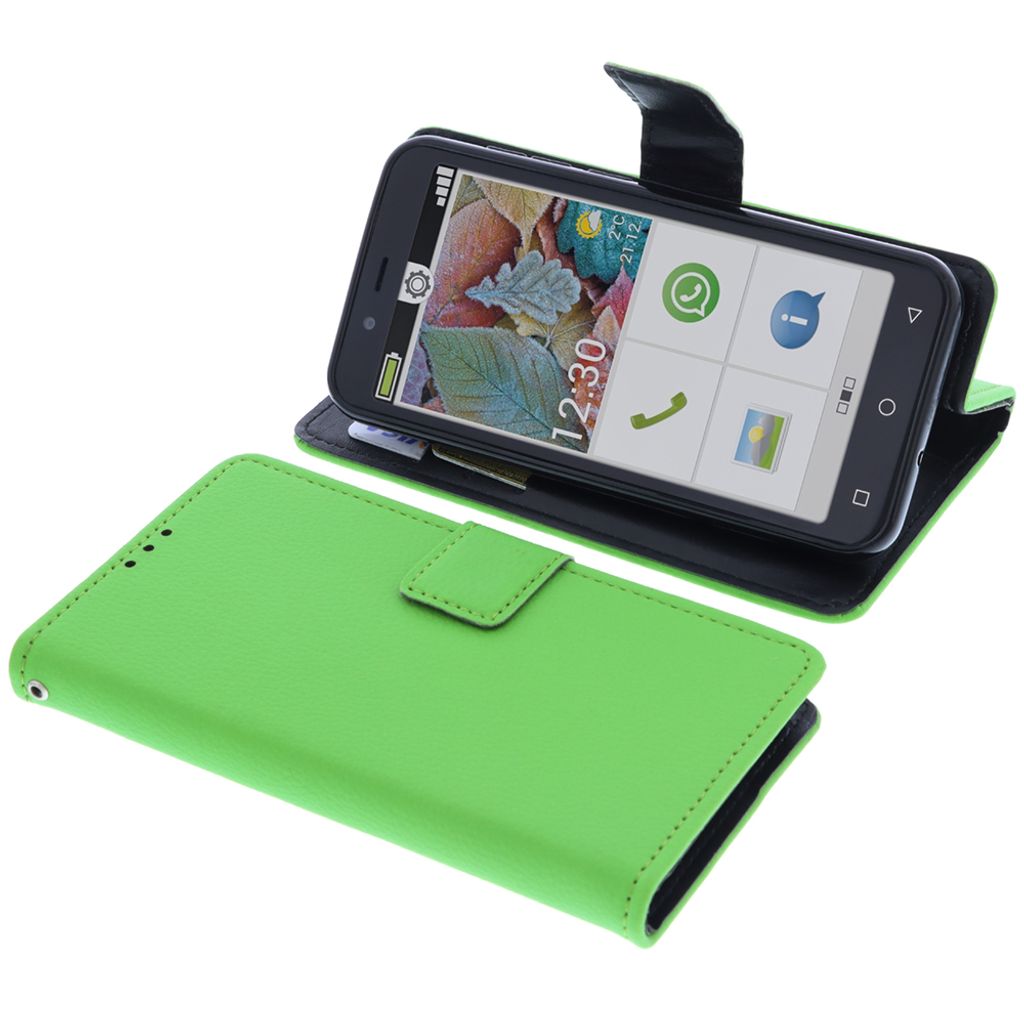 foto-kontor Tasche kompatibel mit Emporia Smart 5 Mini Schutzhülle grün Book Style Case Handy Schutz Hülle Buch Wallet Handyhülle Cover Klapph...