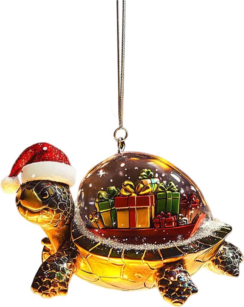3D-Weihnachtsbaumschmuck: Bulldogge/Schildkröte – Hängende Dekoration für den Weihnachtsbaum, ideal für Winterfeste und Weihnachtsfeiern.