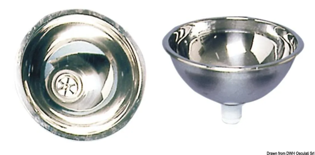 Cuvette ronde en acier VA avec finition poli miroir premium 300x140 mm