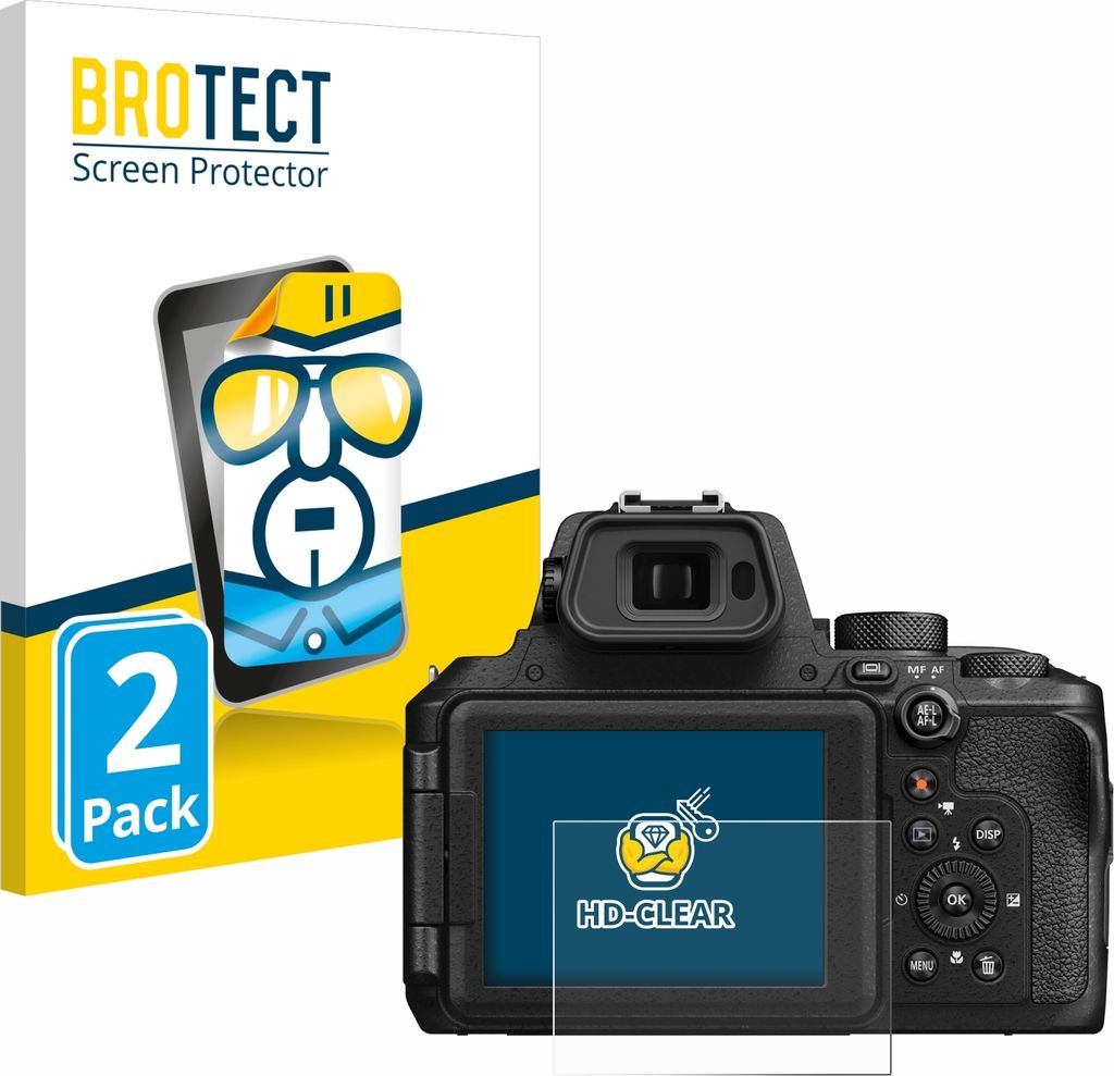 2x Für Nikon Coolpix P950 Schutzfolie BROTECT Displayschutz Display Schutz Folie Klar Transparent