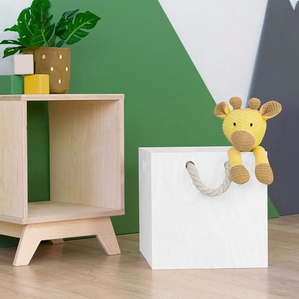 Aufbewahrungsbox aus Holz Modell 3 - mit Griffen aus geflochtenem Seil - Weiß - 33 x 33 x 37 cm