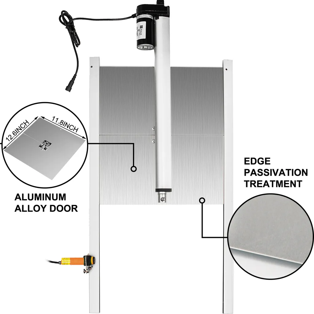 VEVOR Porta scorrevole per polli Apertura stalla, 32 x 30 cm Porta automatica per polli Sensore di luce, 220 V 66 W Porta automatica per polli, con 2 telecomandi, induzione a infrarossi Porta automatica per polli - 2