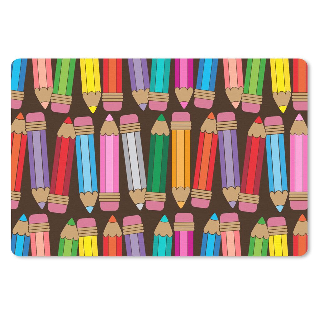 MuchoWow Schreibtischunterlage Bleistift - Muster - Abstrakt - Regenbogen 60x40 cm - XXL Mauspad - Großes Mauspad