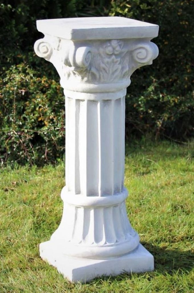 Casa Padrino Barock Säule Weiß / Grau H. 76 cm - Prunkvolle Gartensäule im Barockstil - Gartendeko Stein Säule - Barock Garten & Terrassen Deko...