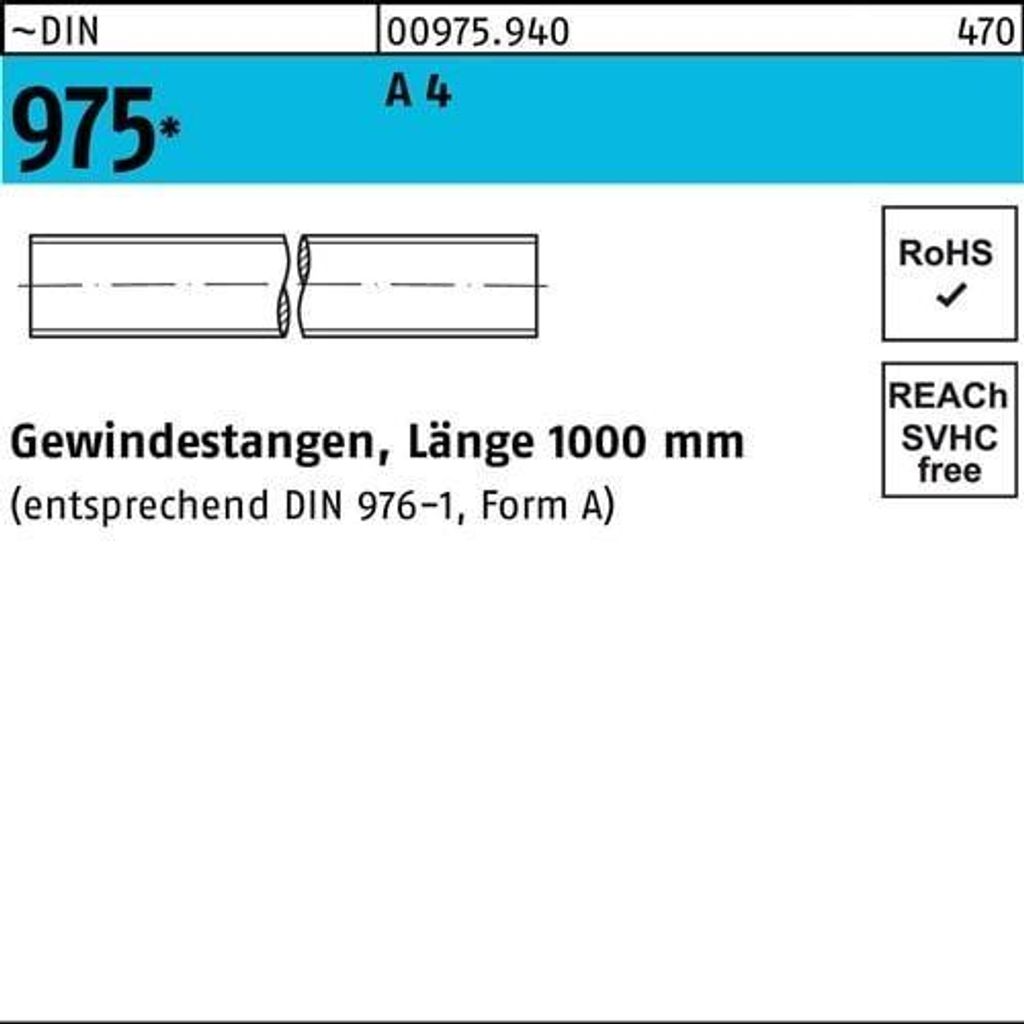 Gewindestange DIN 975 M5x 1000mm A 4 1 Stück