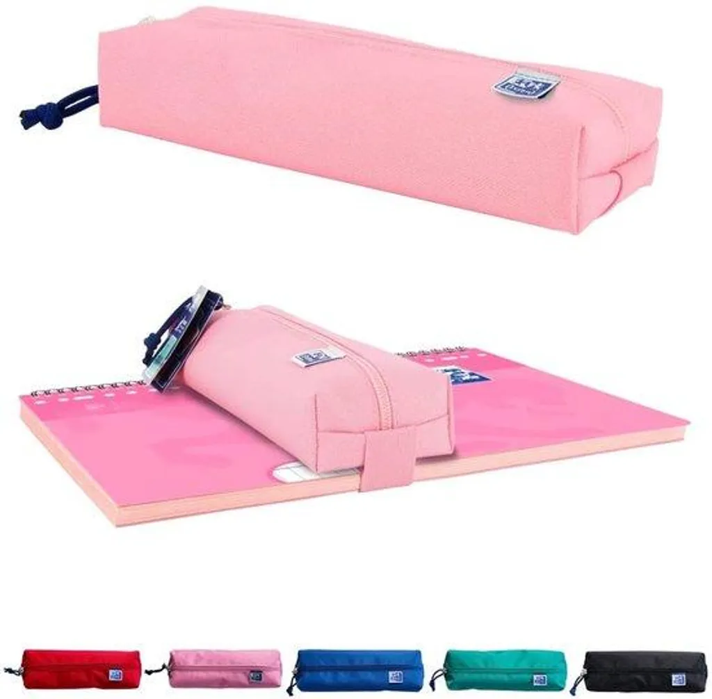 Trousse scolaire rose 22 cm rectangulaire - Étui souple avec élastique