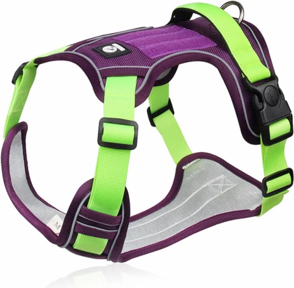 Lila reflektierendes gepolstertes Geschirr für Hunde, Größe S 33 - 52cm