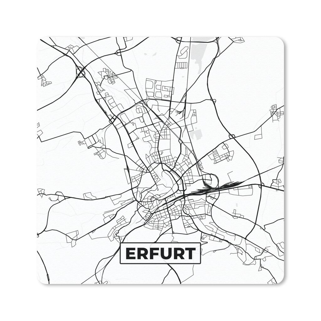 MuchoWow Mauspad Mousepad Erfurt - Stadtplan - Karte 20x20 cm - Mousepads - Maus Mat - Pad - Mausunterlage - Desk Mat - Bureauartikeln