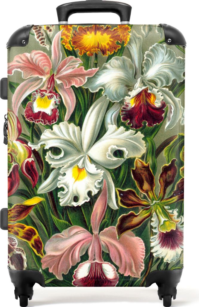 NoBoringSuitcases.com - Großer Koffer - Reisekoffer Blumen mit 4 Rädern - Rolltrolley 72 Liter - Rollkoffer groß - Geräumige Reisetasche 20kg -...