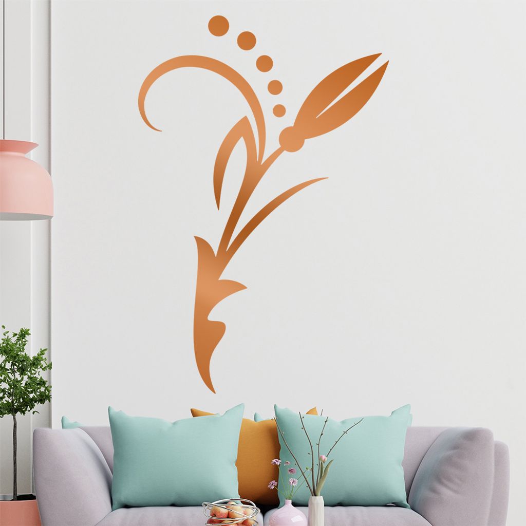 Blume - Linien Punkte Wandtattoo in 6 Größen - Wandaufkleber Wall Sticker - Dekoration, Küche, Wohnzimmer, Schlafzimmer, Badezimmer