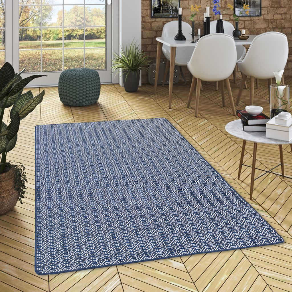 In- und Outdoor Teppich Beidseitig Cape Cod Dunkelblau Trend, Größe:200x300 cm