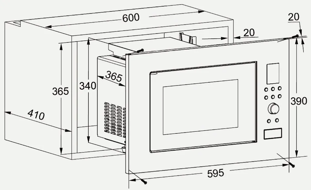 Micro-ondes Combiné Gril Wolkenstein 25L 9 Programmes Automatiques