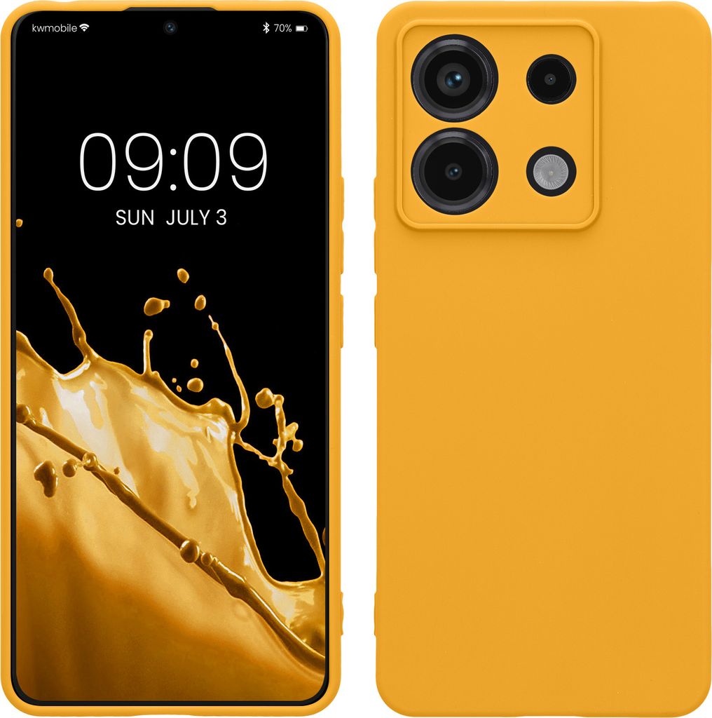 kwmobile Handyhülle kompatibel mit Xiaomi Redmi Note 13 Pro 5G / Poco X6 5G Hülle - Handy Case aus weichem Silikon in Mango