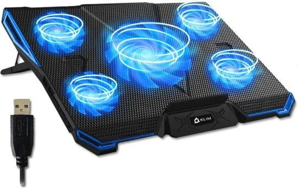 Dissipateur thermique PC portable à 5 ventilateurs silencieux LED bleu