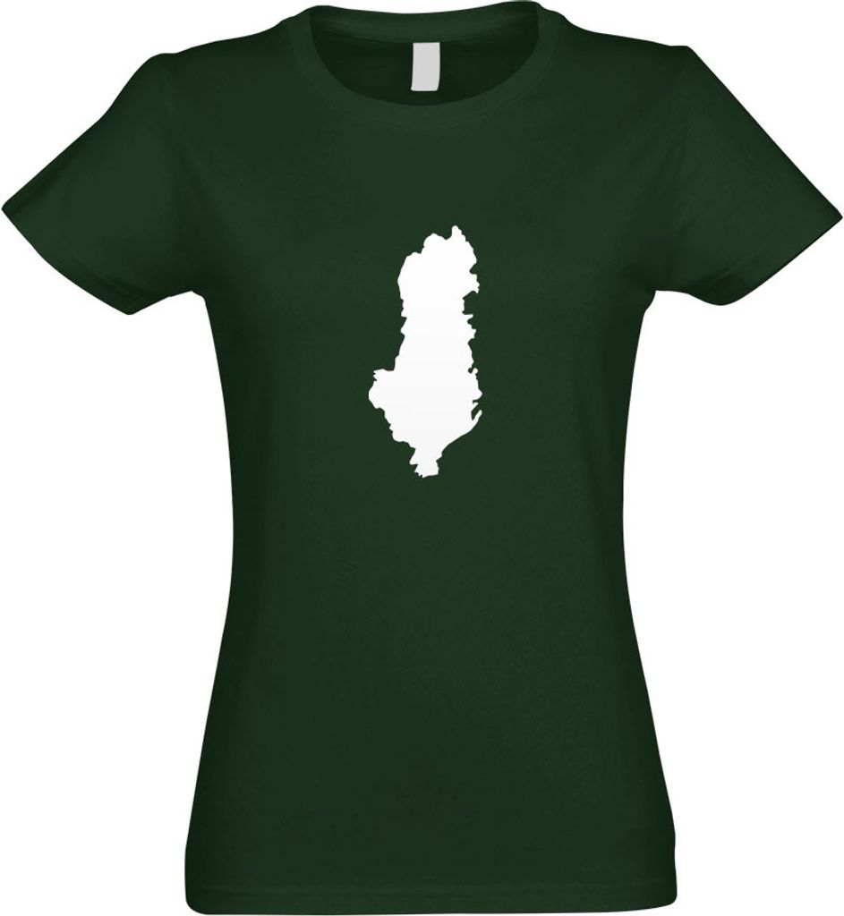 Kiwistar - T-Shirt tailliert - Damen - flaschengrün - Albanien Umriss Kontur - mit Motiv Bedruckt - Funshirt Design - Sport - Freizeit - Damen - XXL
