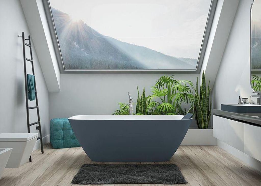 Hoesch Badewanne LaSenia 1800x800mm freistehend weiß/schiefergrau inklusive Rückenlehne