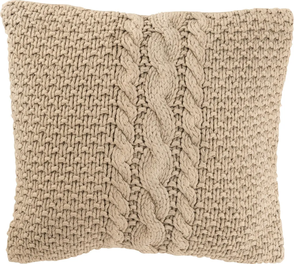 Coussin de décoration beige tricoté 50x50 cm - Idéal pour canapé et sol