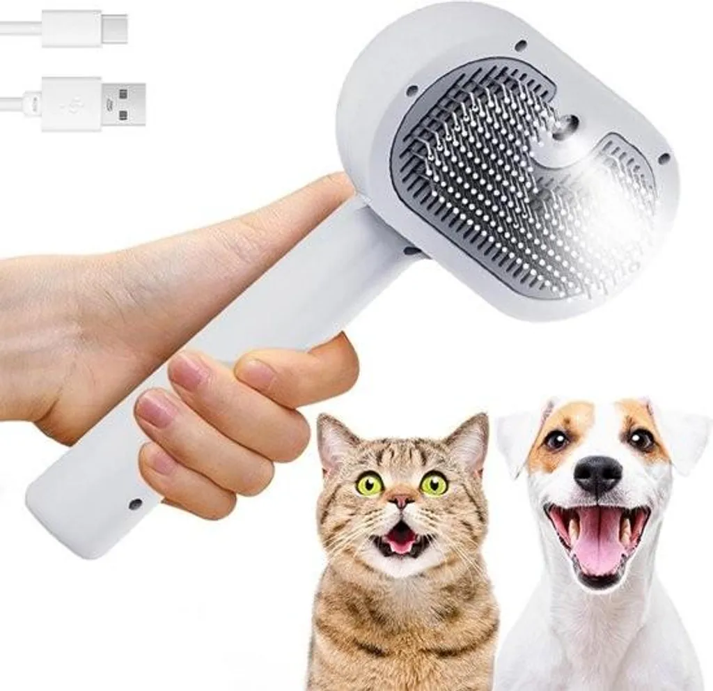 Brosse à vapeur pour chat contre la perte de poils - Soin apaisant