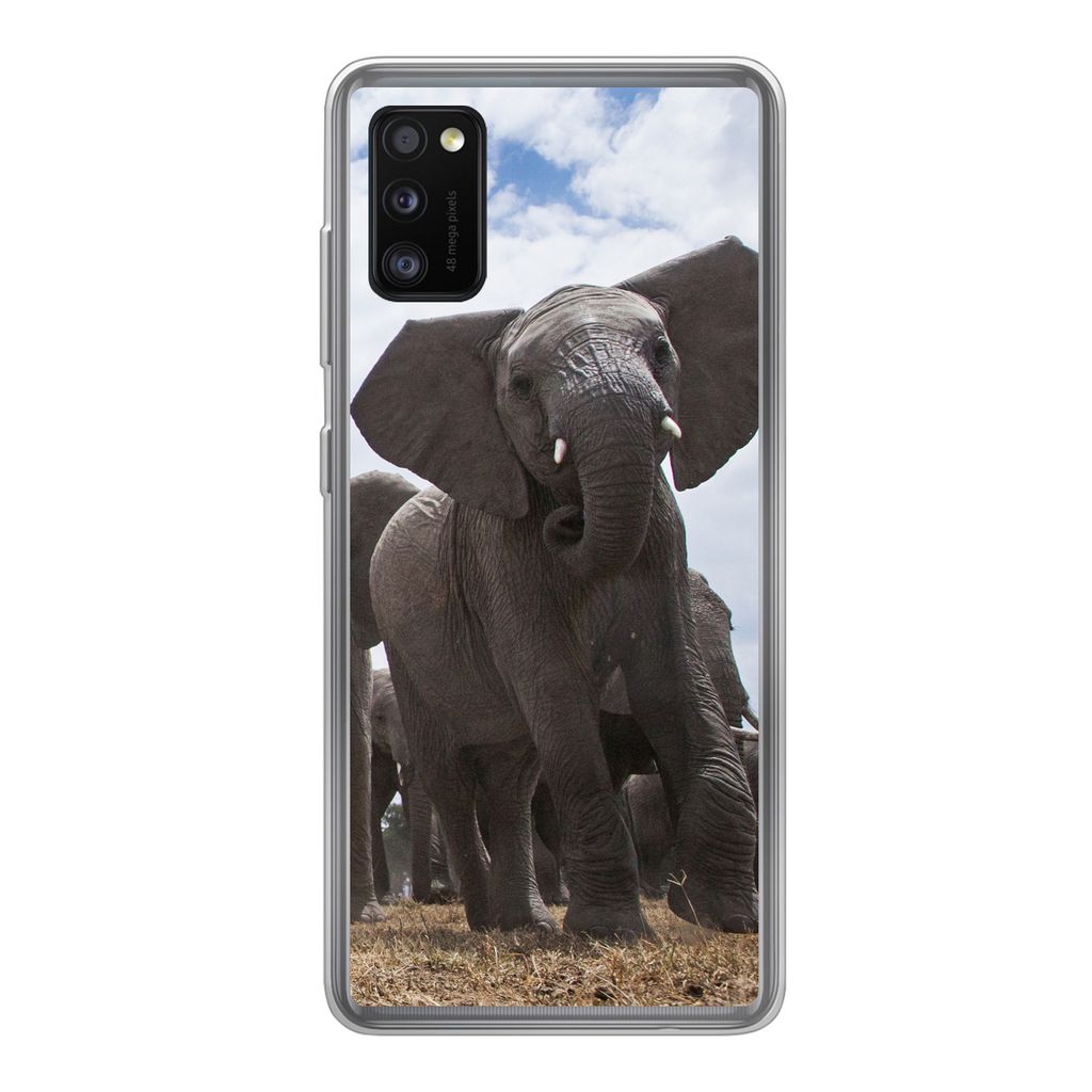 MuchoWow Handyhülle Schutzhülle Hülle für Samsung Galaxy A41 Elefant - Tiere - Natur - Flachland Silikon Softcase Handy Hülle - Mobiltelefon