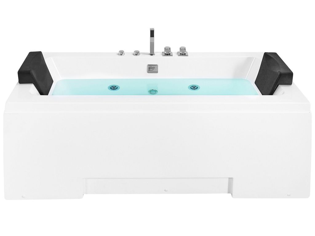 BELIANI Whirlpool-Badewanne Weiß 170 x 75 cm mit Farblichttherapie Wasserfall Modern