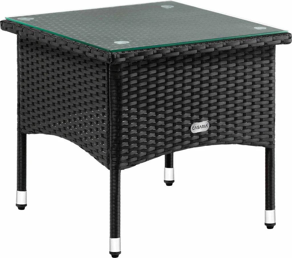 Table en résine tressée noire anti-UV 50 cm pour usage extérieur durable - 2
