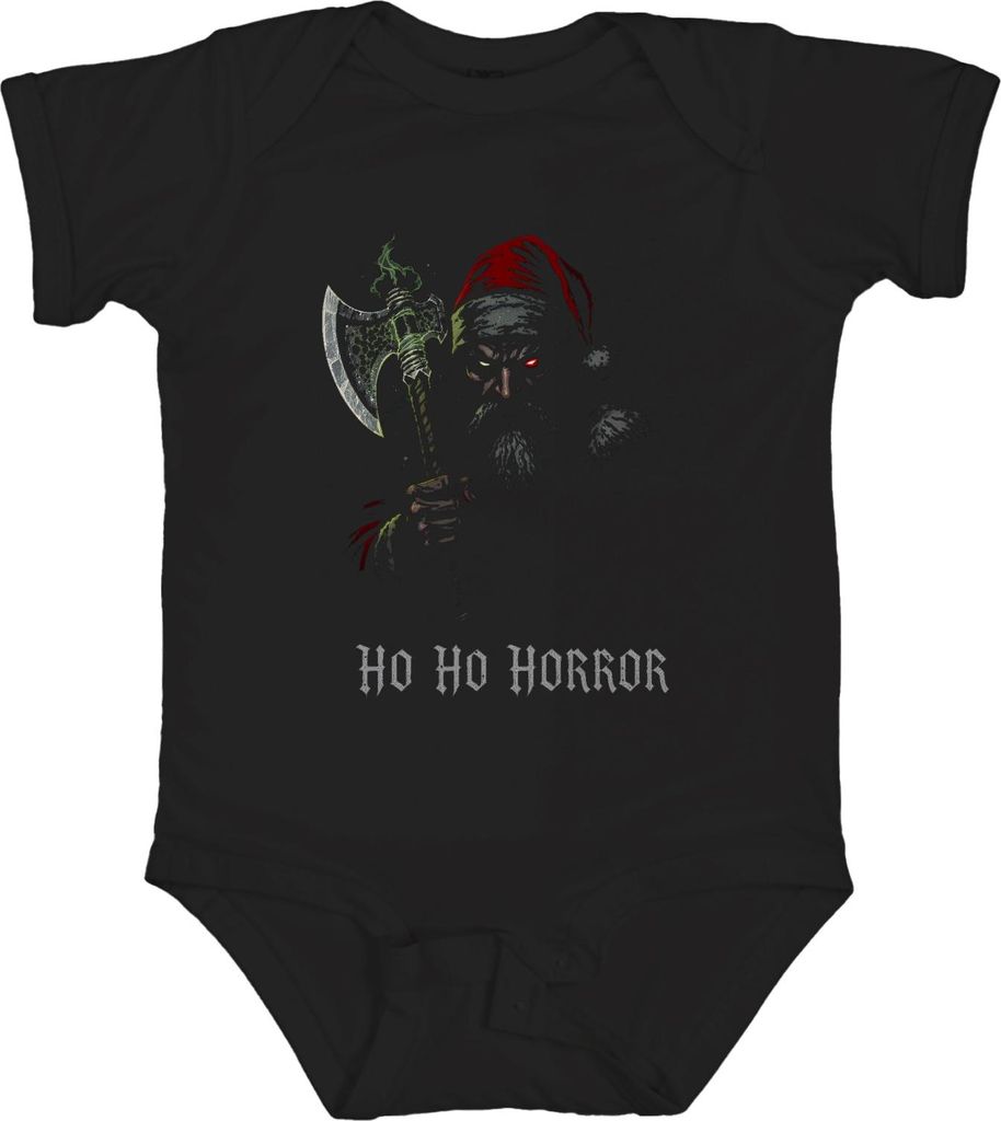 Ho Ho Horror Weihnachtsmann Axt Bart rot düster Halloween Vintage Unisex Baby Body, Schwarz, 12/18