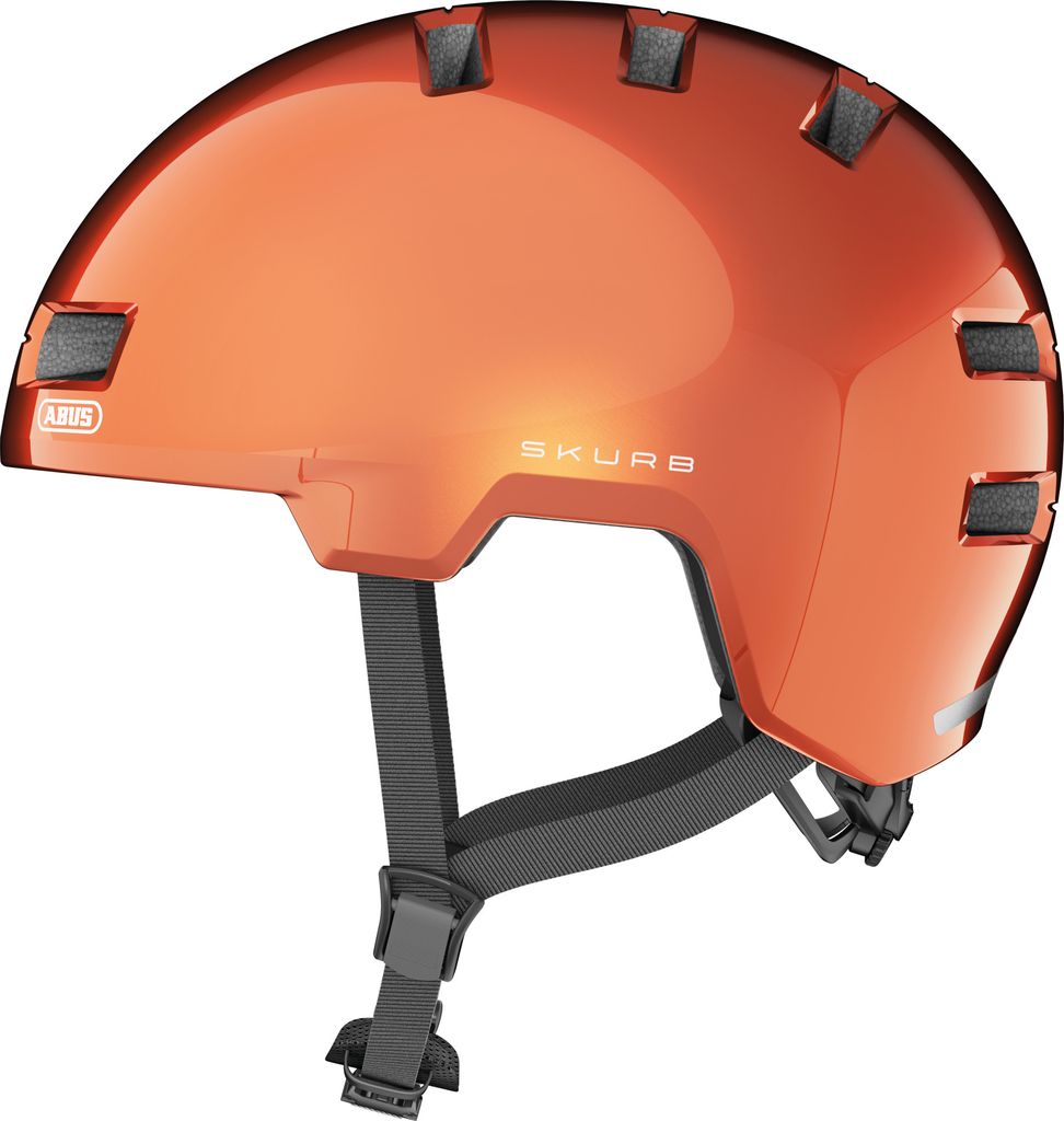 ABUS Stadthelm Skurb - Robuster Fahrradhelm für den Alltag, beim Skaten, BMX-Fahren oder Longboarden - Orange, Größe S (52-56 cm)