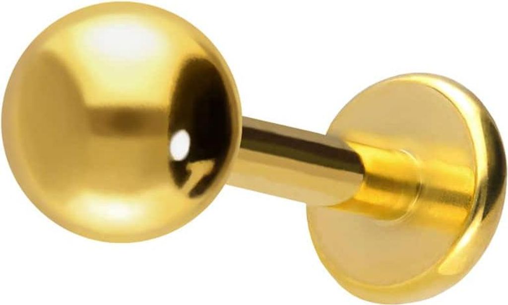 Ohrpiercing, Nasenpiercing Chirurgenstahl Labret Gold Stablänge: 8mm + Stabstärke: 1,2mm + Kugelgröße: 4mm