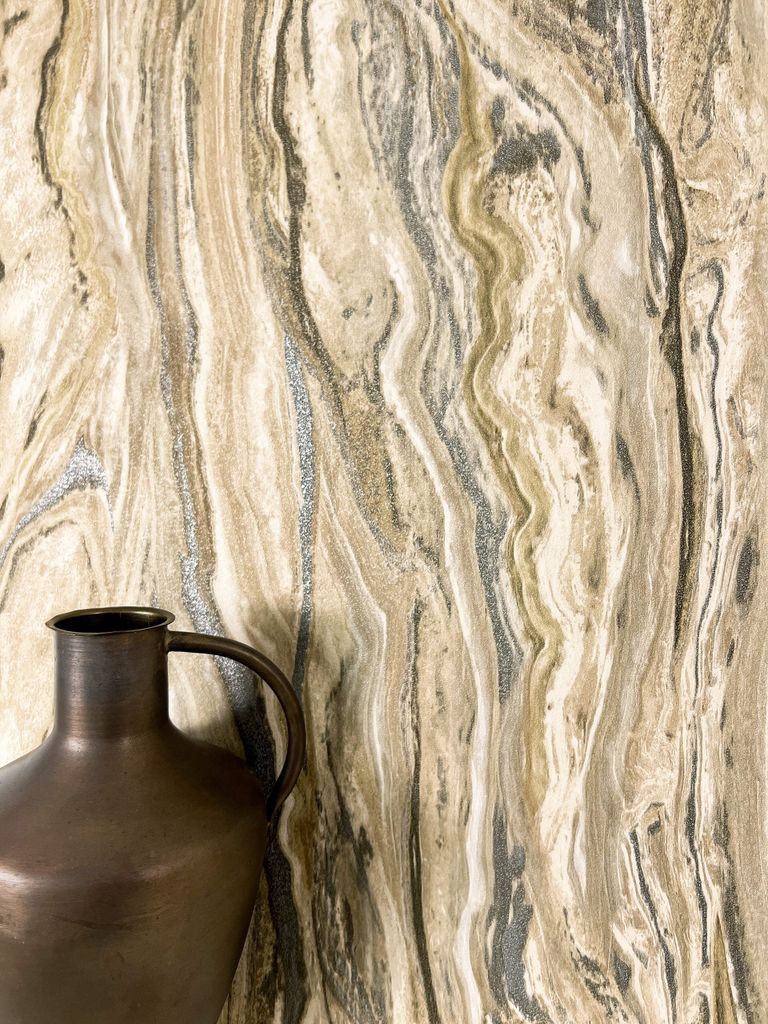 NEWROOM Tapete Beige Vliestapete Marmor - Marmortapete Produktbild 
