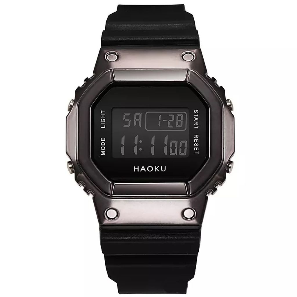 Square Silikon Digitaluhr Schwarz - Leicht, Stylisch und Funktional KP21624