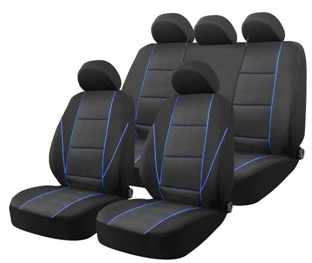 AMiO SC-18 Auto Sitzschonbezug Sitzbezüge Set Universal Schwarz Blau