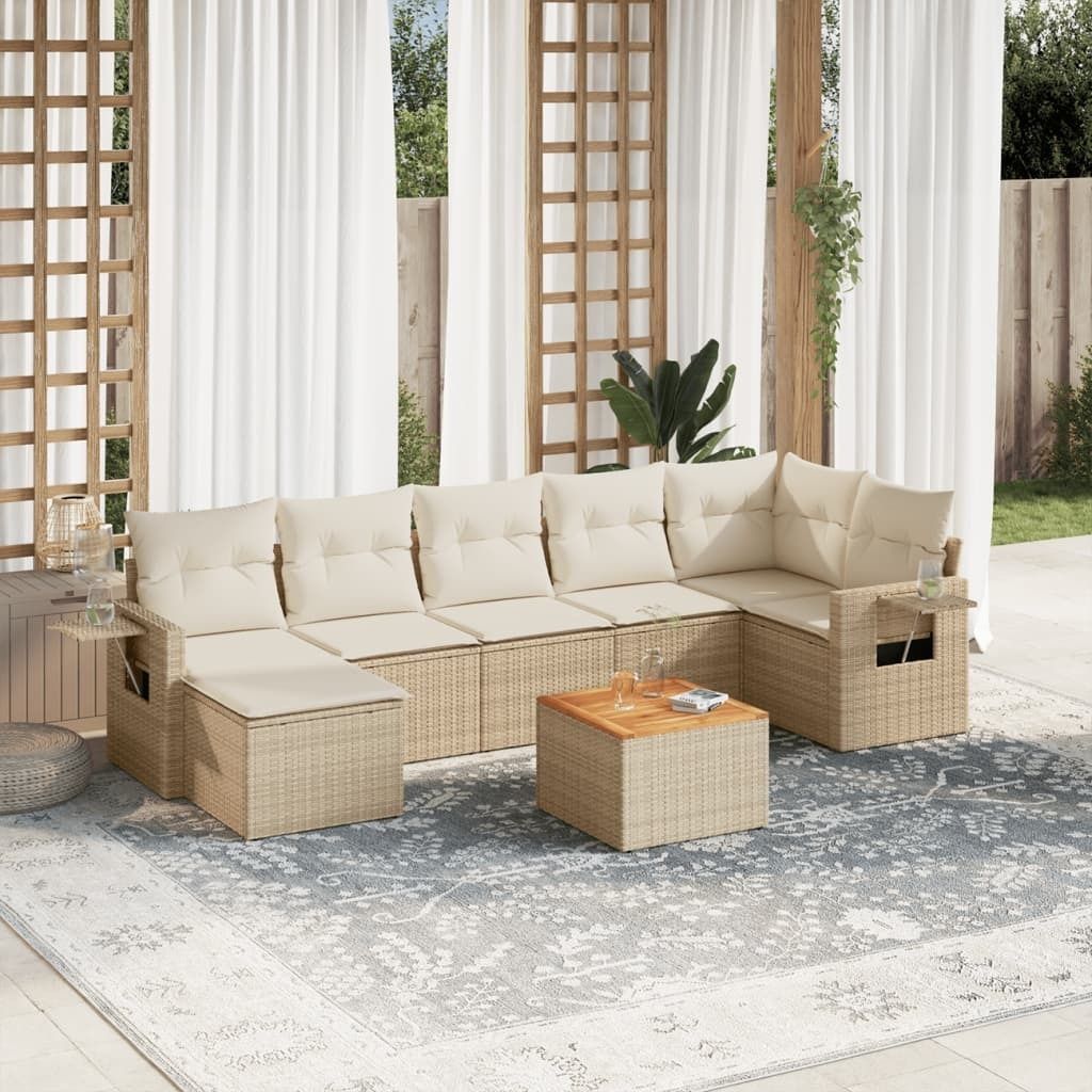 Maison Exclusive - 8-tlg. Garten-Sofagarnitur mit Kissen Beige Poly Rattan