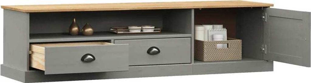 "2026 Aktion"TV-Schrank Industriestil - CLORIS - Fernsehenschrank - VIGO Grau 156x40x40 cm Massivholz Kiefer - NeuMöbel2181534