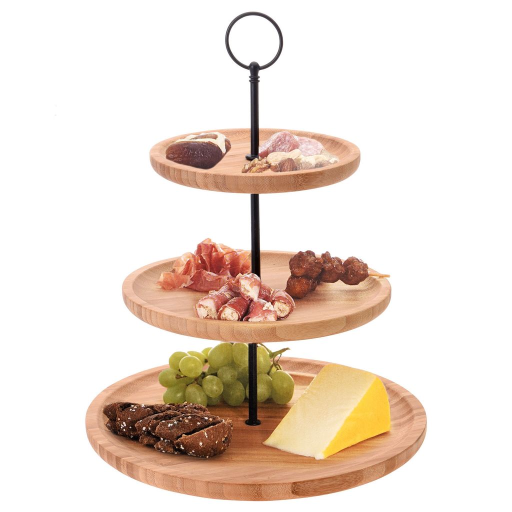 ORION Etagere aus Bambus Kuchenplatte Kuchenständer Produktbild 