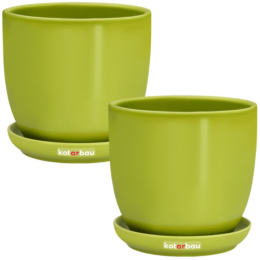 KOTARBAU 2er Set Keramiktopf Pflanztopf mit Untersetzer Perfekte Lösung für Haus & Garten Ø 13 cm
