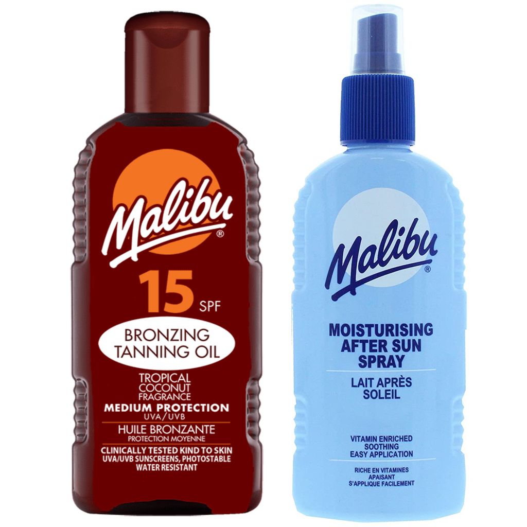 Malibu Sonnenschutzöl LSF 15 200 ml + After Sun Spray Balsam 200 ml